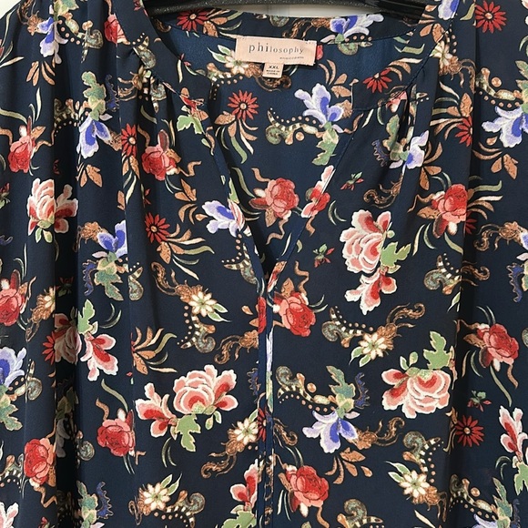 Philosophy Navy Floral Chiffon Sleeveless Top, Women’s Size XXL - Picture 2 of 12